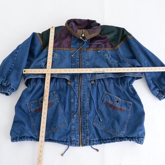 Vintage CBO New York Blue Denim w Purple & Green Block Pattern Heavy  Jacket 4X - Picture 4 of 15